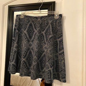 Navy patterned polyester skater skirt